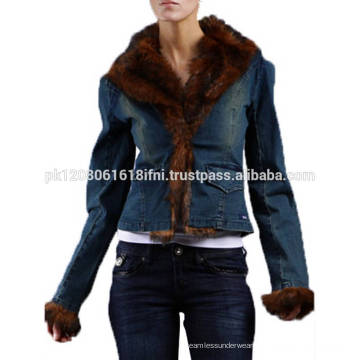 Damen Mädchen Mode tragen Jeansjacke mit Pelz für den warmen Winter nach Maß